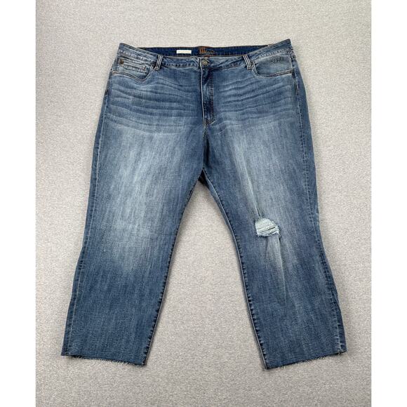 Kut from the Kloth Denim - Kut from the Kloth Katy Straight Leg Jeans 24W Blue High Rise Ankle Medium Wash